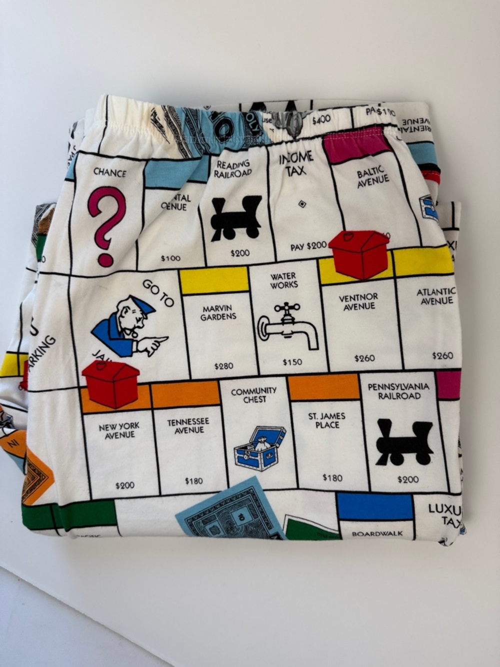 Monopoly Board Print Men’s White Jogger Sweatpants